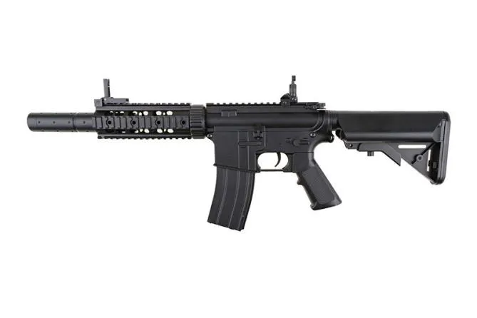 Spartac SRT 15 M4 Commando Rifle mit Silencer Black AEG 0,5 Joule